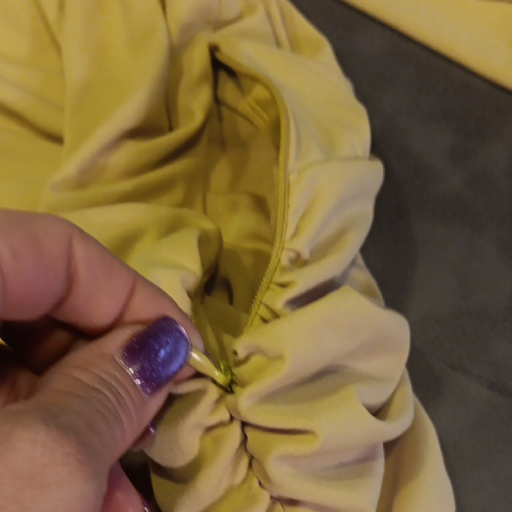 ZARA NWT Draped Ruched T-Shirt Mini Dress Chartreuse Yellow XS - Picture 16 of 16